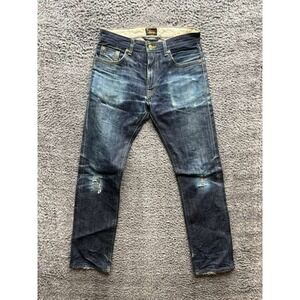 Civilianaire Japanese Distressed Skinny Denim Jeans Indigo Mens Size 30 x 31.5